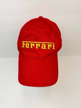 Ferrari Vintage Red Racing Baseball Cap With Yellow Logo Strapback One Size